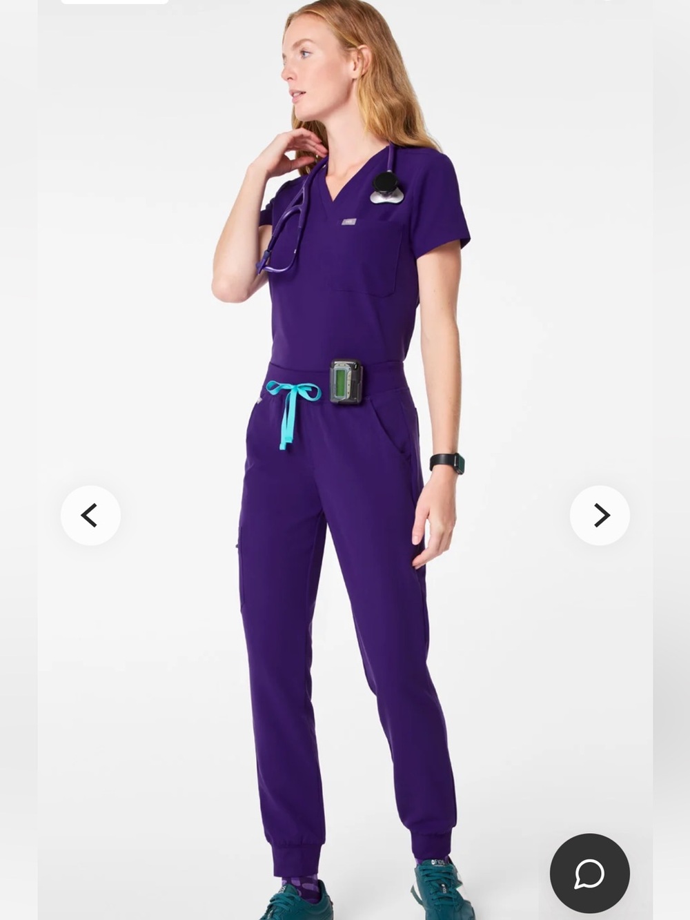 Figs Purple Jogger Scrub Set with Teal Drawstring
Pants - small 
Top - medium